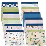 Cczmfeas Boys Kids Soft Cotton Fashion Boxer Briefs Toddler Breathable Underwear (US, Age, 7 Years, 8 Years, Green - 12 Pack)