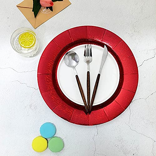 10 Platos Desechables Redondos de Cartón Rojo 13 Pulgadas miniatura 4