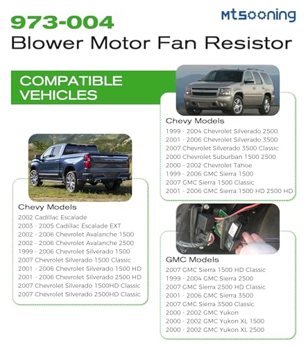 Image of HVAC Blower Motor Fan Resistor Replacement for 1999-2006 Chevy Silverado /GMC Sierra 1500 2500 3500 & 2000-2002 GMC Yukon,2 Holes Mounting Flange,7-Pin,Replace 973-004 89019089 15305077 22807122 RU371