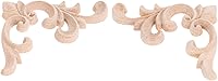 Vista 9 de MUXSAM Apliques decorativos de madera, 2 pares de flores talladas de madera sin pintar para armarios, cofres, espejos, cajas, puertas, paredes