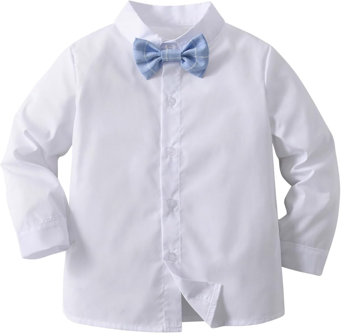 Baby Boys Pants Sets, Infant Long Sleeve Shirt + Pants + Bow Tie + Vest Outfits - Image 4