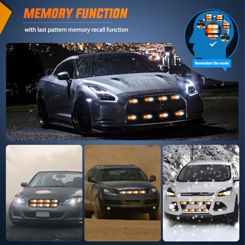 Image of Nilight 8PCS LED Strobe lights 12V 24V Sync Feature with Controller | Amber White 12LED 24LED Emergency Hazard Warning Lights Grill Installation for Cars Trucks RVs Campers Trailers