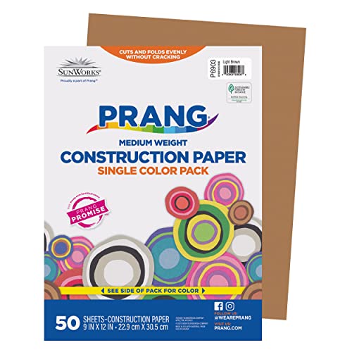 Prang (Formerly SunWorks) Construction Paper Light Brown 9 x 12 50 Sheets