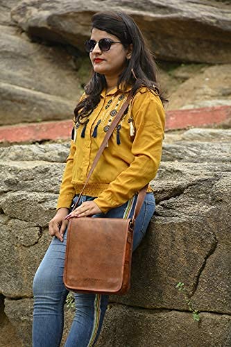 Aryanexports Genuine Leather Vintage Handmade 11 Inch Craft Shoulder Cross Body Sling Bag Brown Satchel Unisex Bag - Gifts Sale Suits For Men Or Women #TOP4