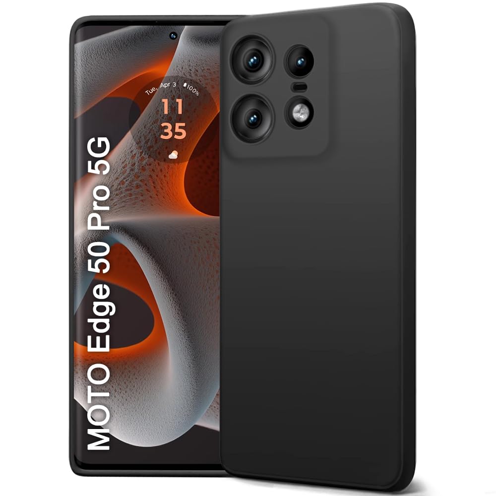 TheGiftKart Genuine Liquid Silicone Back Cover Case for Motorola Edge 50 Pro 5G | Soft Micro-Fibre Lining Inside | Camera Protection Bump | Shockproof Back Case for Moto Edge 50 Pro (Silicone, Black) (B0D4VTWVS8) Amazon Price History, Amazon Price Tracker