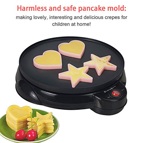 Health and Home Electric Crepe Maker - 10\"Crepe Pan,Crepe Griddle, Non-stick Pancake Maker - Easy Clean & Includes Wooden Spatula, Batter Spreader