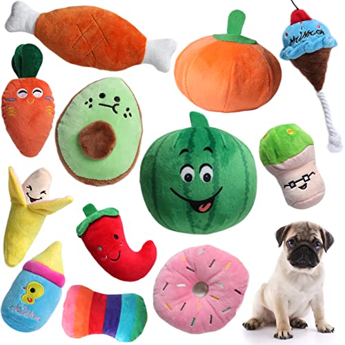 M Jjypet Cute Puppy Dog Toys For Small Medium Large Dogs, No Stuffing Plush Dog Teething Toys For Puppies,Durable Chew Squeaky Toys For Puppies Interactive Pet Dog Birthday Gifts 12Pcs #TOP3