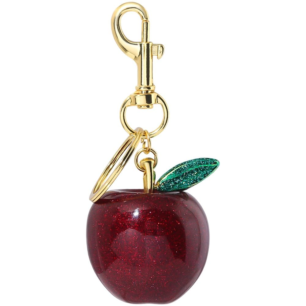 Ppmter Women's Red Cute Apples Keychain Shiny Apples Bag Charms Glitter Fruit Bag Pendant Handbags Keyring Car Key Ring Backpack Accessories