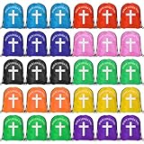 Mochila Jesus Loves You com cordão, igreja, escola, Páscoa, religiosa, presente bíblico, mochila de poliéster para presente de religião cristã (30 peças, cruz), Multicor, Large, Academia