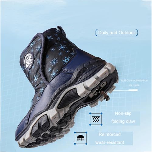 FLIOZY Kids Snow Boots Boys Winter Youth Snow Boots with Plush Lining Waterproof Slip-Resistant Outdoor Girl' Winter Footwear(Toddler/Little Kid/Big Kid)3