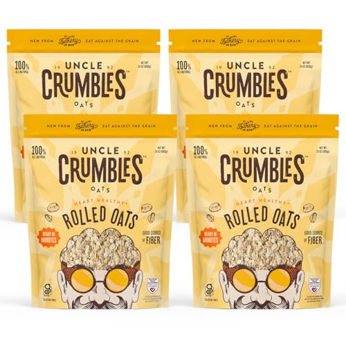Uncle Crumbles Rolled Oats, Kosher, Gluten Free & Non-GMO, 24 Ounce (Pack of 4)