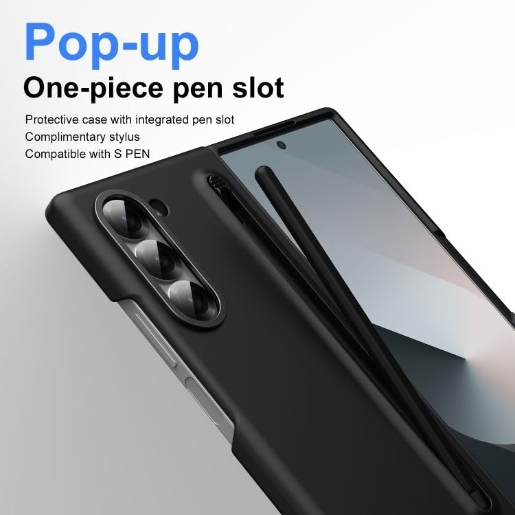 Image of amazon basics S Pen Slider Case for Samsung Galaxy Z Fold 7 - Premium Hinge-Free One-Piece Armor, Integrated Stylus Slider, Matte Black