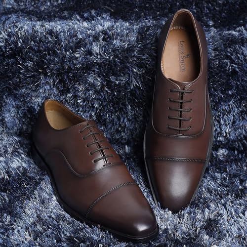 Image of LOUIS STITCH Formal Shoes for Men- Handcrafted Oxford Casuals Shoe | Italian Leather | Lace-Up Style | Ideal for Business, Formal Brunette Brown | UK Size 7 (EUOX)