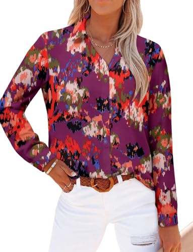 Image of Magritta Long Sleeve Shirts for Women Fashion Button Down Blouse Tops