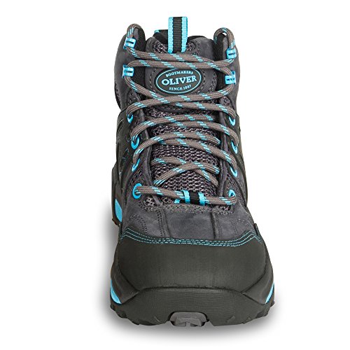 Oliver 5" Leather & Mesh Women's Steel Toe Sneakers, Black & Blue (Ol21112) #TOP4