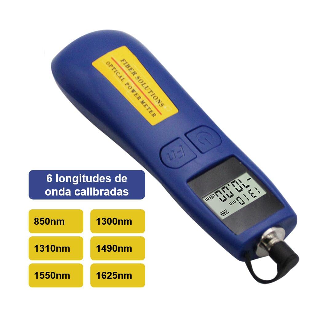 Medidor de Potencia Optica -70~+10 dBm, Optical Power Meter medidor fibra optica 6 Longitudes de Onda Calibradas, Alta Precisión y 68g de Peso Ligero