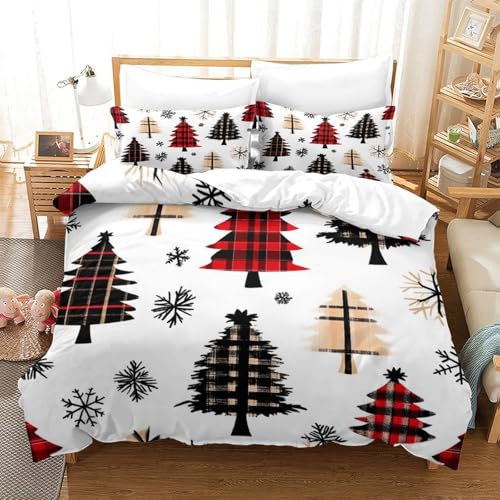 Housse de Couette Sapins de Noël 140x200cm en Microfibre avec Fermeture Éclair - 3