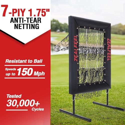 Image of ZEALFEEL Baseball Pitching Net Pro, 9-Hole Target, 5 Adjustable Heights