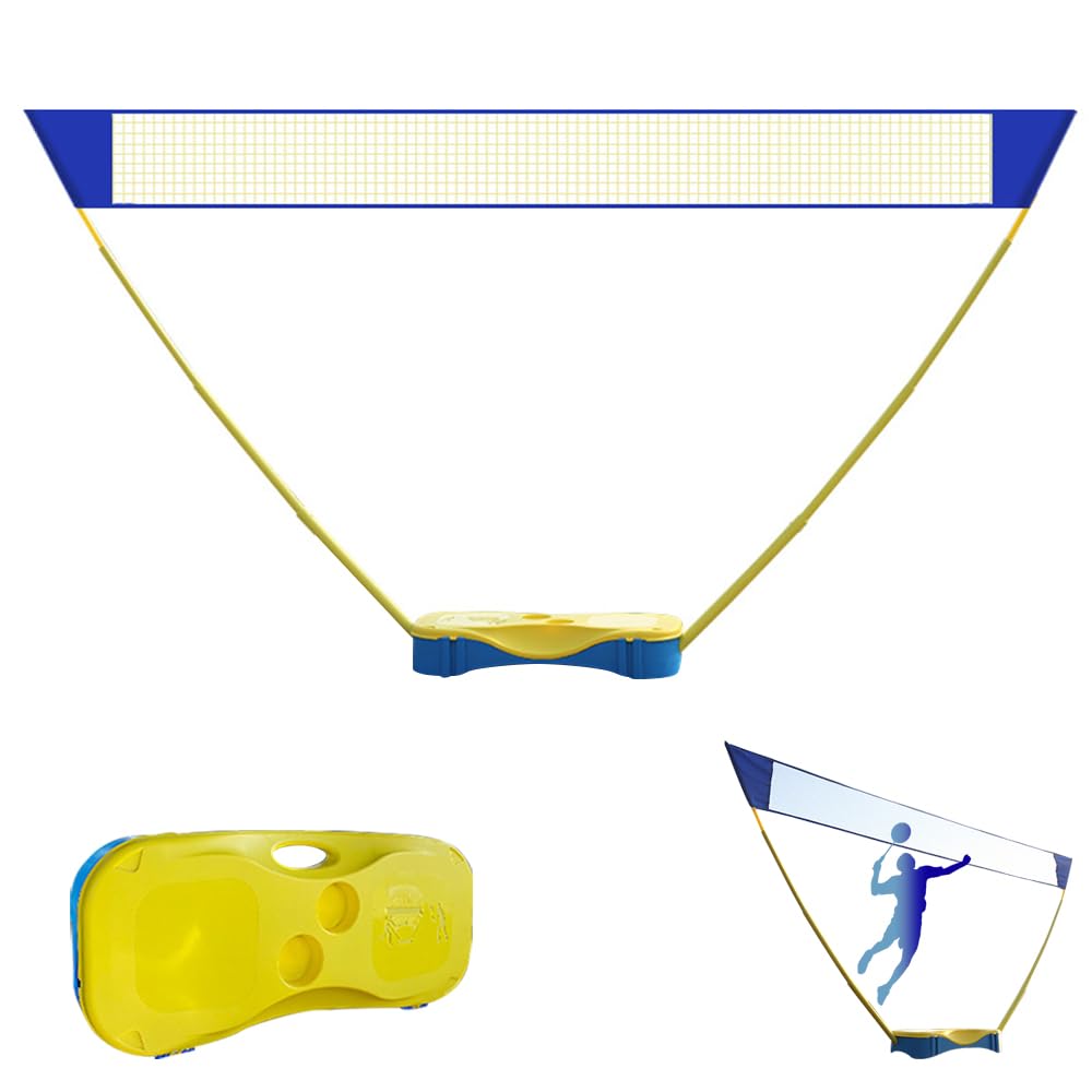 Portable Badminton Net Folding Badminton Tennis Volleyball Net Set with Poles Freestanding Carry Base 3 Shuttlecocks, Easy Setup for Family Sports Indoor Outdoor Court Backyard Beach Setting Game