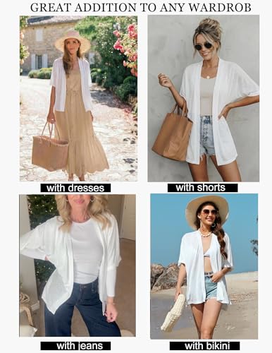 Image of Yekaty Lightweight Cardigans for Women Casual Summer Short Sleeve Cardigan Open Front Beach Coverups 2026