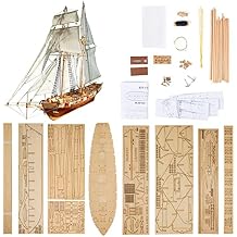 GAWEGM Ship Model Building Kits - Scale 1/96 Classics Antique Ship Model Harvey 1847 Wooden Sailboat DIY Hobby Boat