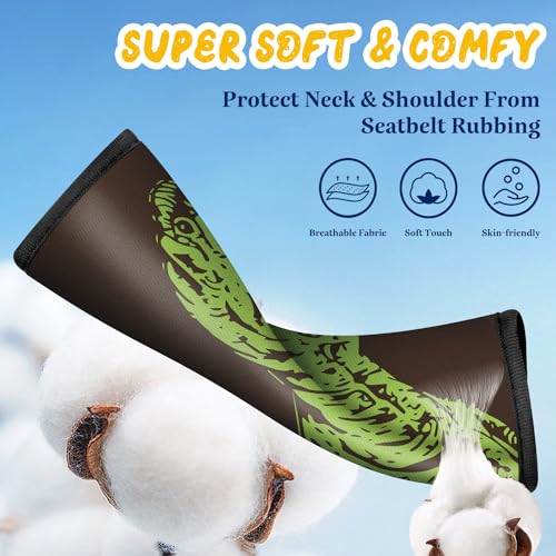Image of Akkya 2 Pack Seat Belt Cover Pad, Dinosaur Seatbelt Cushion Car Seat Strap Pads for Kids Cute Cartoon Carseat Stroller Shoulder Strap Protector Accessories(Green)