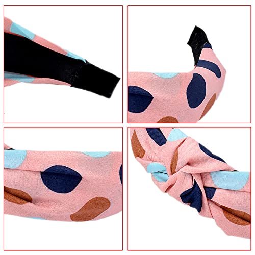 Women's Headbands Boho Hair Band Vintage Elastic Printed Head Wrap Stretchy Moisture Hairband Twisted Cute Hair Accessories (6BDots) - Image 3