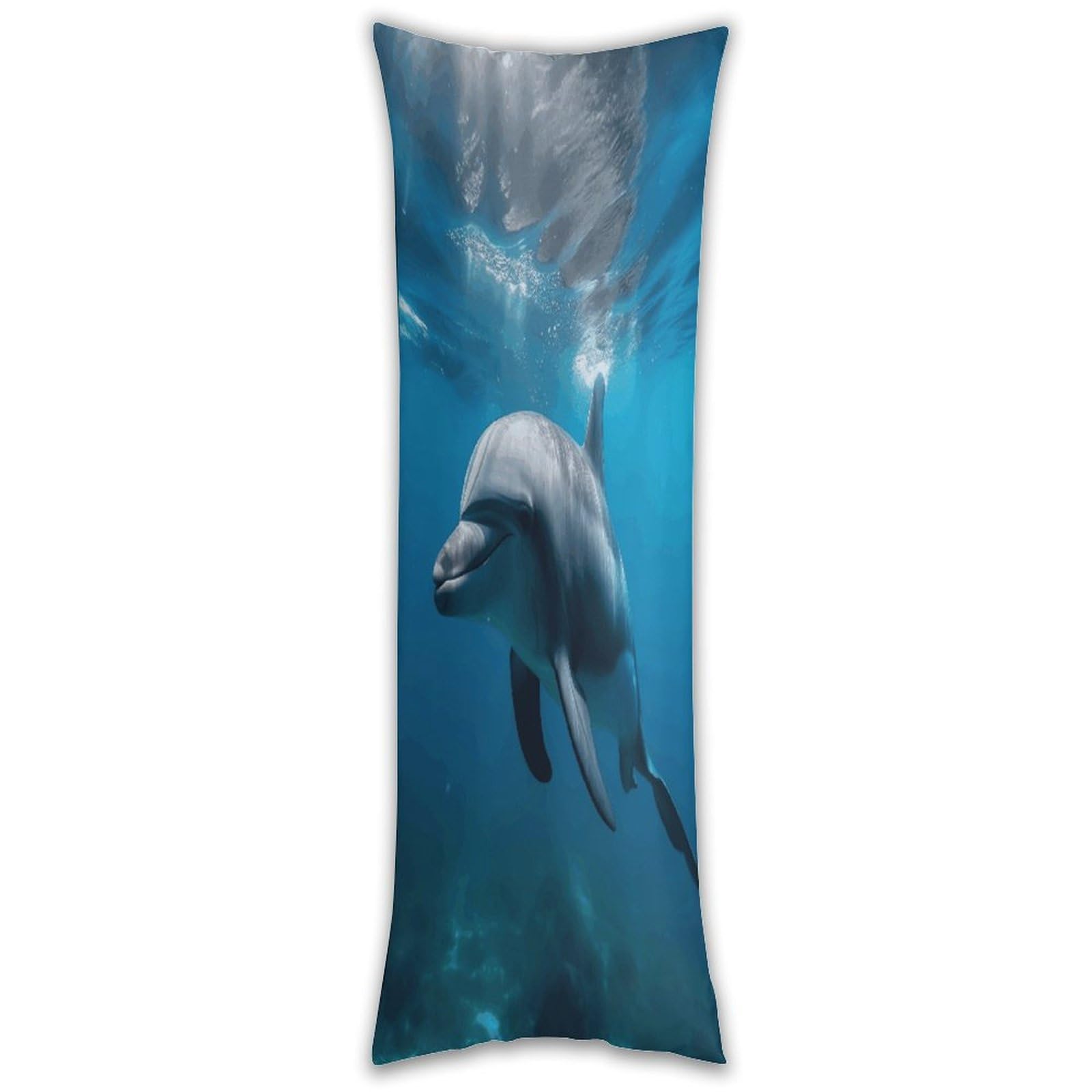Dolphins in The Ocean1 Long Pillow Case with Zipper Ultra Soft Microfiber Long Pillow Cover Breathable Body Pillow Protector Soft Wrinkle Pillowcase for Bed Sofa Bedroom 53 X 19 in