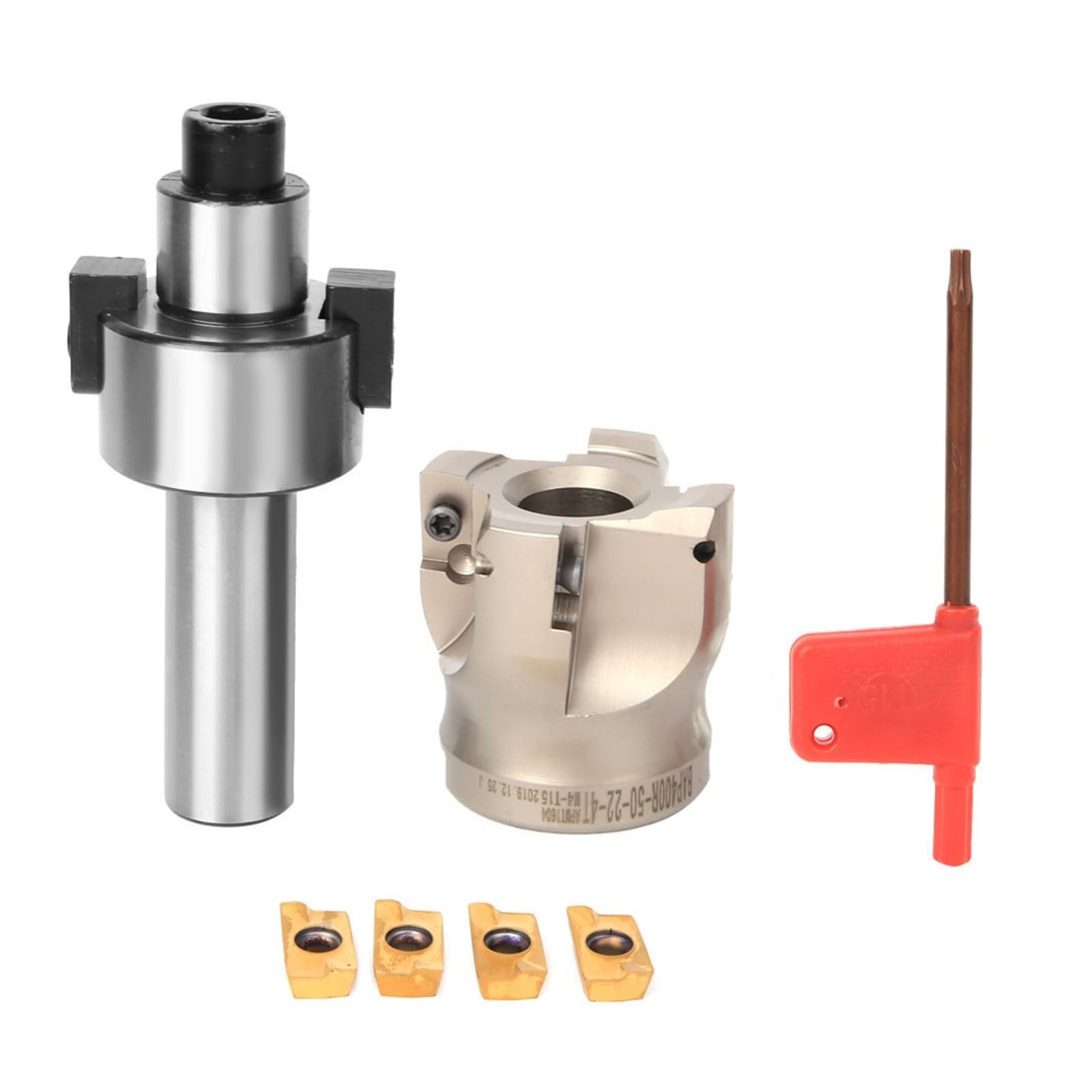 Kongmm A Lathe Tools Milling Cutter Bar Mtb3-Fmb22-M12 + 400R-50-22-4T Cutter Disc + 10Pcs Pmt1604 Cutter(C20-Fmb22+50-22-4T)