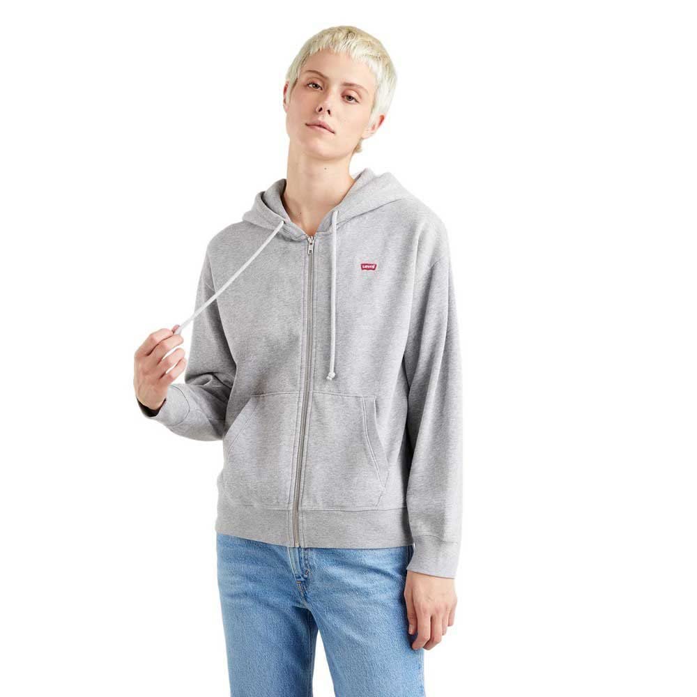 Levi's Women's Standard Zip Sweatshirt Hoodie, Starstruck Heather Grey, XXS