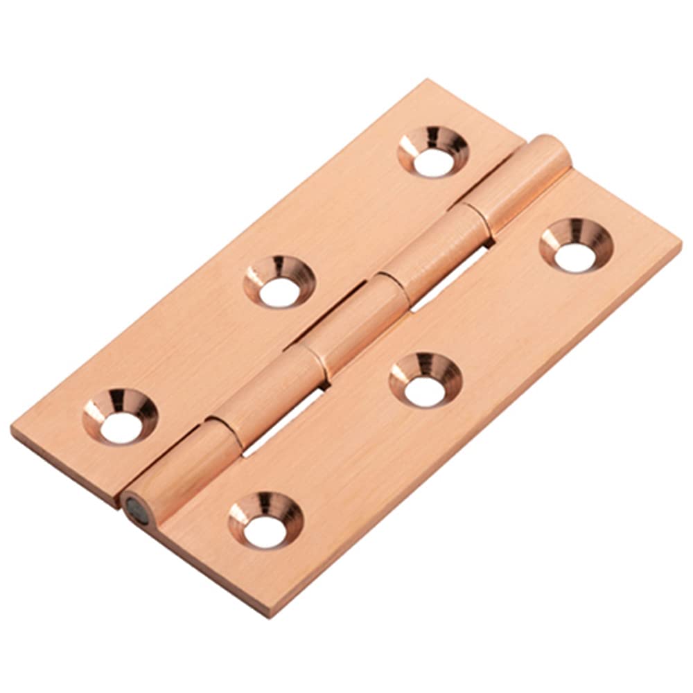 PAIR - 64 x 35 x 2mm Cabinet Hinge - Modern Satin Copper - Cupboard Door | Suitable for Lightweight Internal Cupboard Doors - Square 3 Screw Mini Hinges - Cabinet Bracket