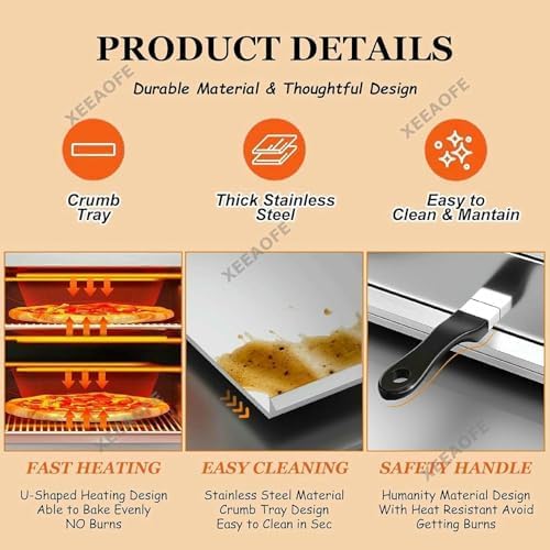 Commercial Countertop Electric Pizza Oven - Stainless Steel Design with Tray Collection for Easy Cleaning
