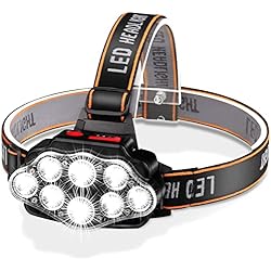 Cargador Frontal Mineria DAWINSIE Linterna Frontal LED Recargable, Alta Potencia, Cabeza con 4 Modos, Alcance de 500M, con Impermeable IPX20 para Casco, Pesca, Bicicleta, Camping y Caza