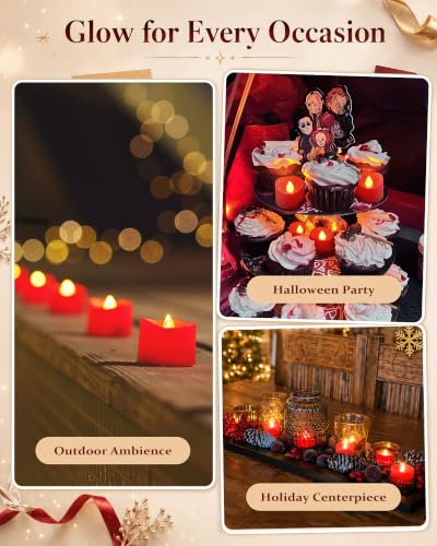 Image of Homemory 50-Pack Red Flameless Battery Tea Light Candles, 200+ Hours