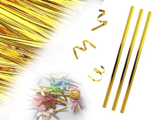 Lhbwhiz Confezione da 1000 lacci di chiusura,lacci riutilizzabili,fascetta,lacci,strisce di chiusura metalliche,chiusura borsa,clip per borsa,strisce di rilegatura,per sacchetti congelatore(oro)