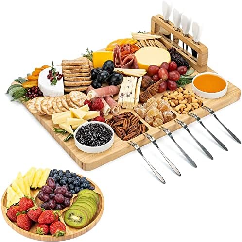 SMIRLY Charcuterie Boards Set, Large Cheese Board Set, Natural Ba...