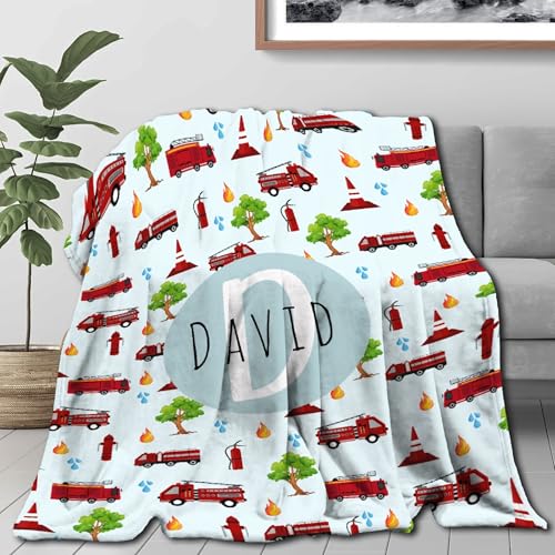 Image of Fire Truck Pattern Blanket Gifts Fire Truck Pattern Throw Blankets for Boys Girls Super Soft Fleece Flannel Air Conditioning Fire Truck Pattern Blanket for Couch Bed 50x40 in for Kid