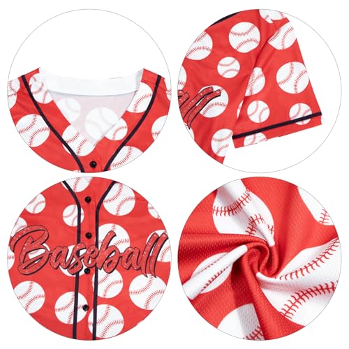 Image of Baseball Shirt Women Baseball Jersey Graphic Button Down Shirt Game Day Short Sleeve Tops