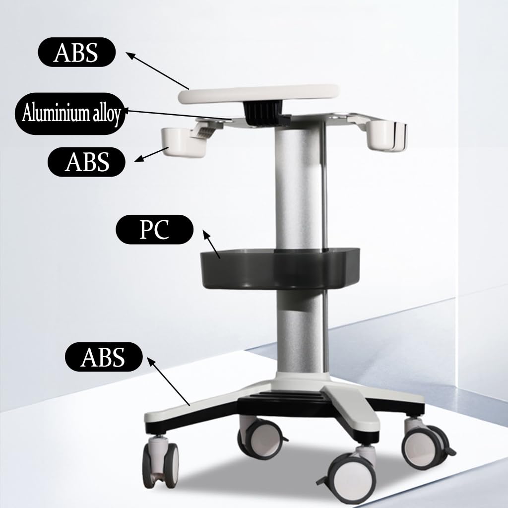 Carrello Mobile con Quattro Ruote Piroettanti, Postazione di Lavoro per Laptop con Cassetto Portaoggetti, Adatto A Laboratori, Studi Medici E Saloni di Bellezza