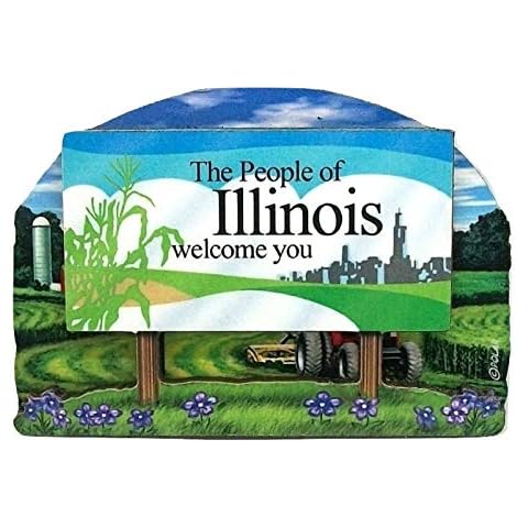 Illinois State Welcome Sign Wood Fridge Magnet 2 Cover