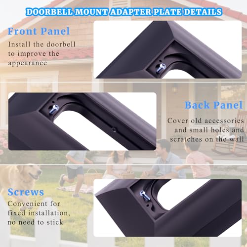 Doorbell Mounting Bracket Adapter Plate Compatible with Nutone M&S Intercom Ring and Similar Ring Doorbell Accessories Contains Hidden Screws Mount Video Door Bell Kits Black - Thumbnail 3