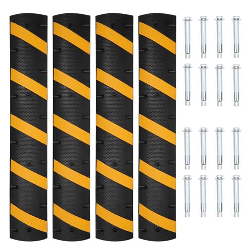 4 Pack 6 ft Speed Bumps, Rubber Speed Bumps for Roads & Driveways - Perfect for Asphalt, Gravel Roads & Driveway Ramps