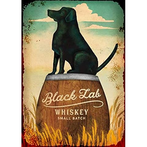 SmartCows Black Lab Whiskey Vintage Retro Rustic Metal Tin Sign Pub Wall Deor Art 8x12 Inches Cover