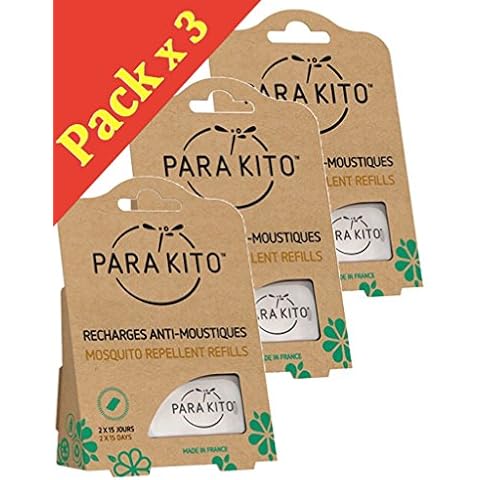 Pack of 3 x 2 Parakito Refill Natural Anti-Mosquito Bracelet and Clip Cover