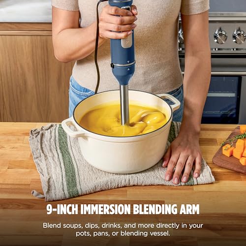 Ninja Immersion Blender and Whisk, Hand Stick Blender, 4 Speeds, with SplatterShield and PanProtect, 4-Cup Blending Vessel, Dishwasher Safe, 5-ft Cord, Ergonomic, Deep Navy, CI201ND image 5