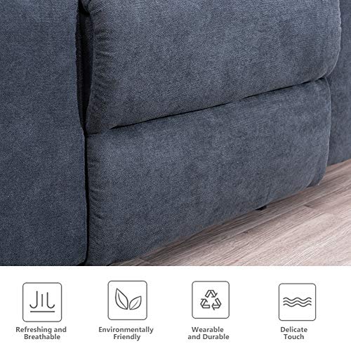 IPKIG Power Recliner Chair with Heat and Massage, Linen Recliner Sofa Chairs with USB Port for Adults for Living Room Bedroom (Blue) - Thumbnail 6