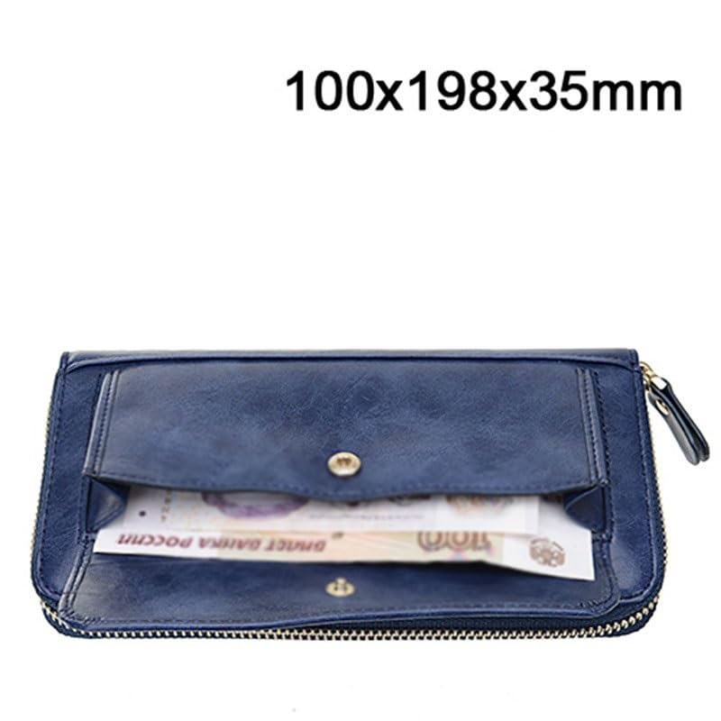 Women Genuine Leather Wallet Blocking Credit Card Holder Famale, D, 19.8cm2