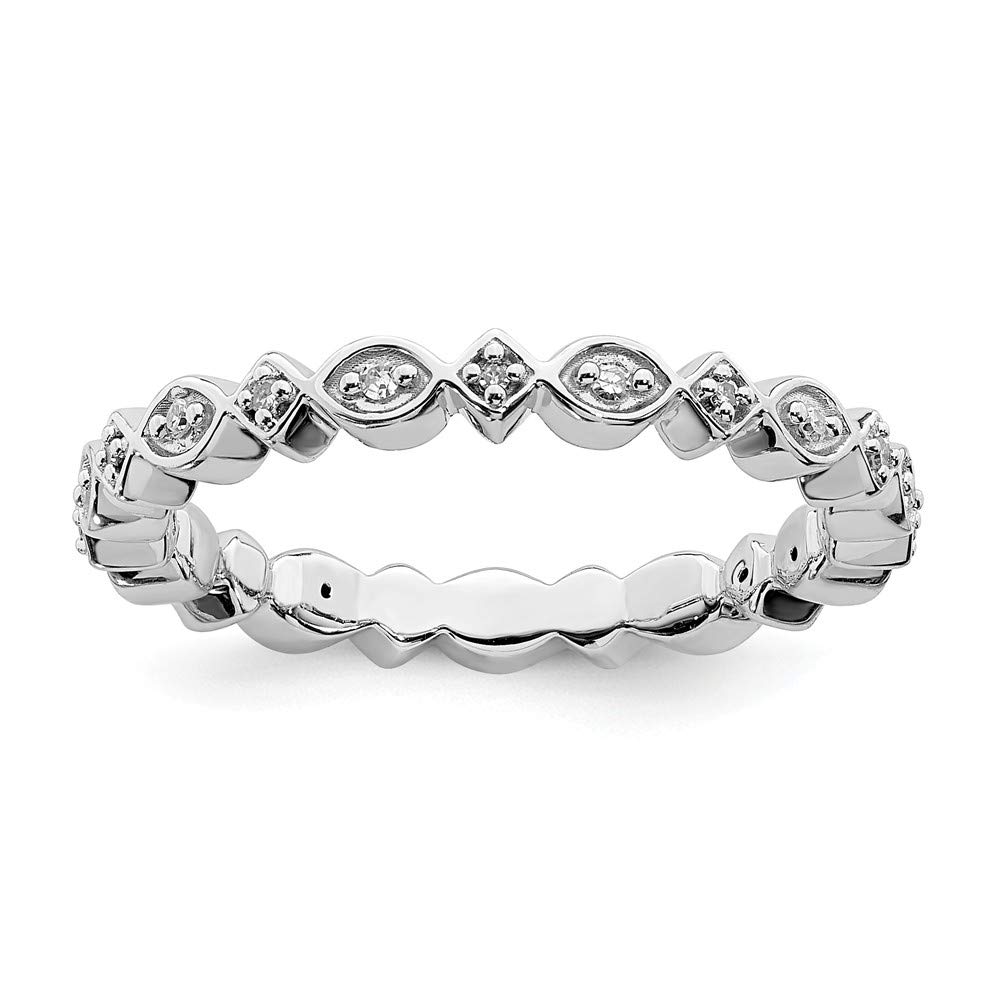 ICE CARATS925 Sterling Silver Diamond Band Ring Size 9.00 Stackable Classic Fine Jewelry Gifts For Women