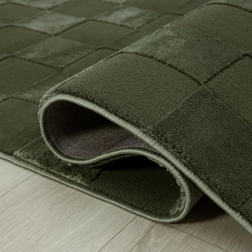 Tapete Abani ajedrez 4'x6' suave y lavable miniatura 6