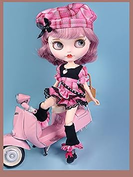 Blythe Costume Azone Obeats 24 Common Plaid Cool Girl Pink Mini Skirt
